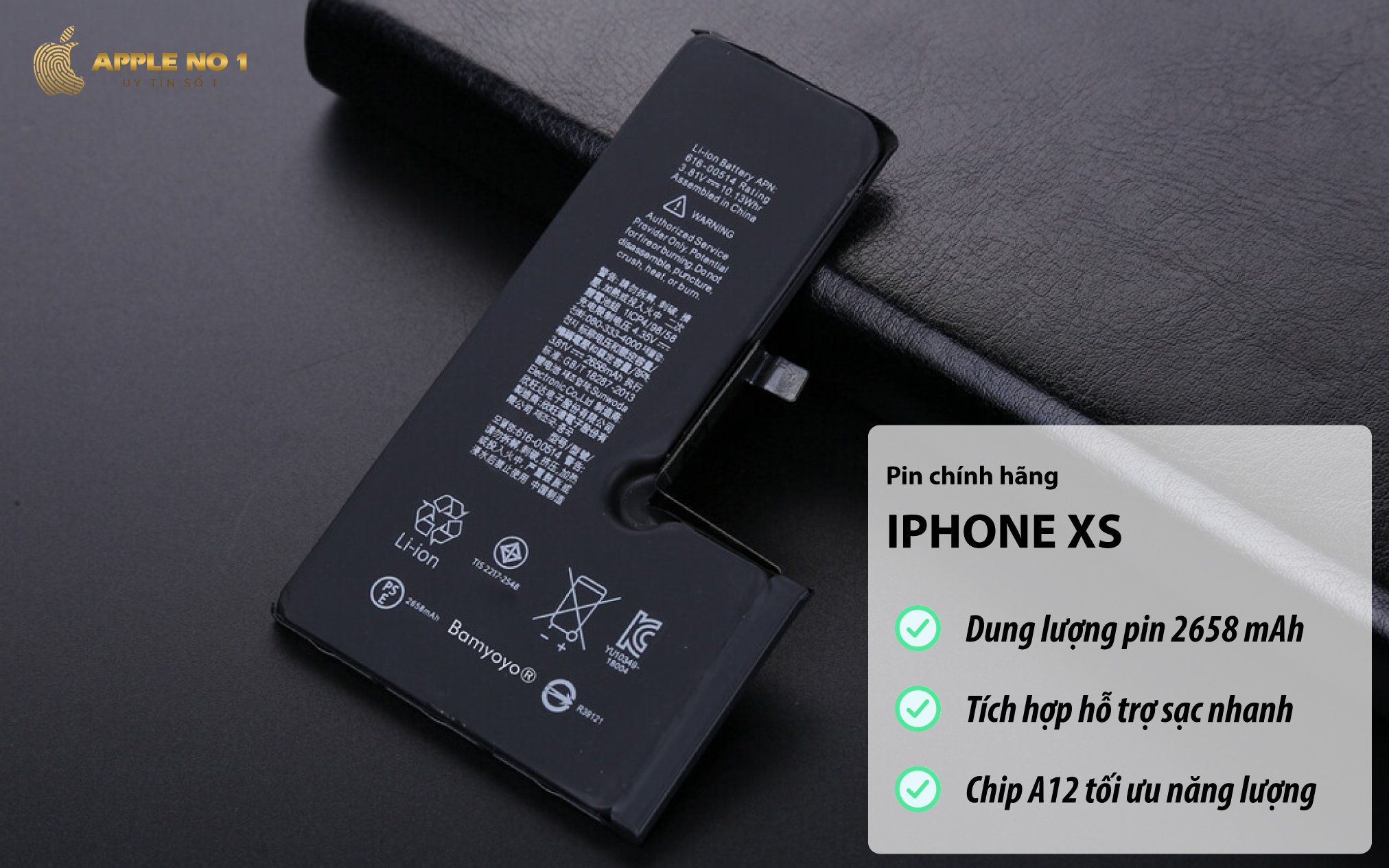 Điện thoại iPhone XS sở hữu dung lượng pin 2658 mAh, tích hợp sạc nhanh