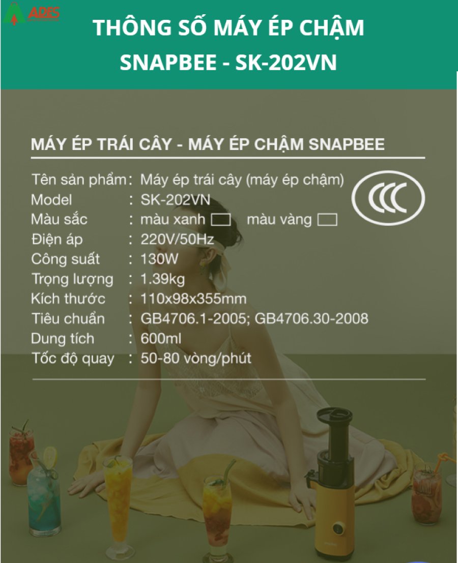 Thong so ky thuat May Ep Trai Cay Cham Snapbee SK-202VN